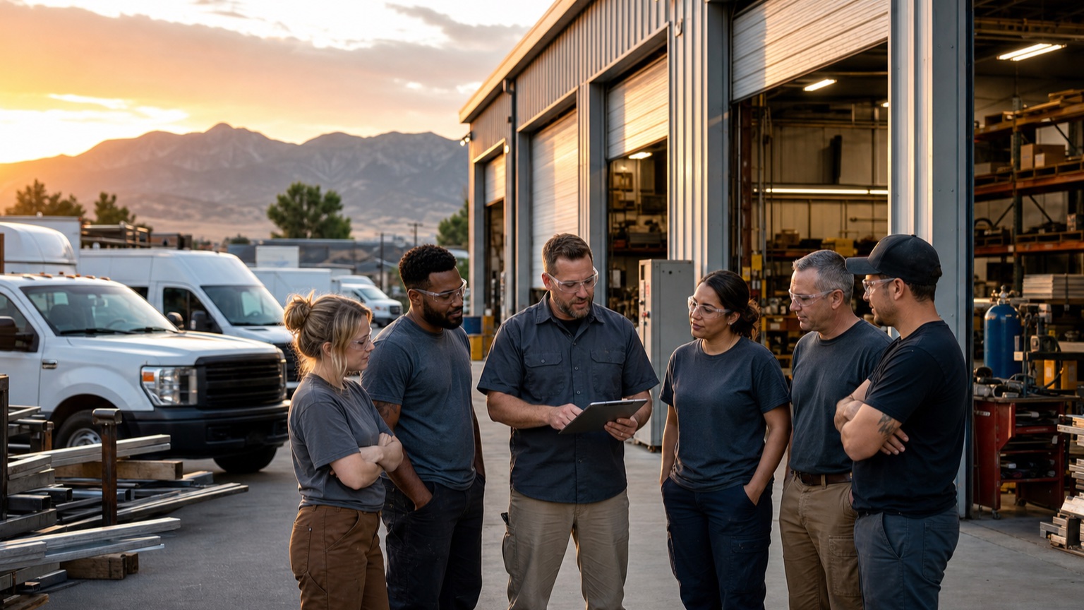 A Utah fabrication and field-service team finishing a summer day