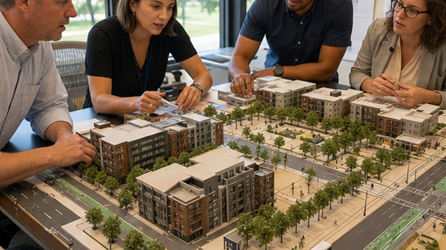 Custom editorial scene for Planning Commission at City Hall