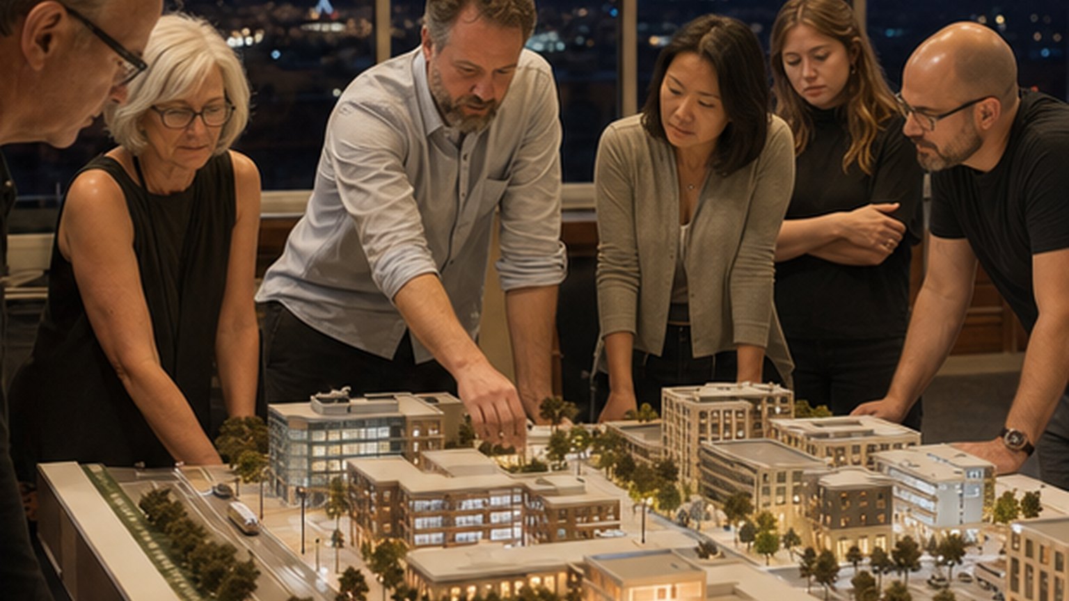 Custom editorial scene for Planning Commission at City Hall