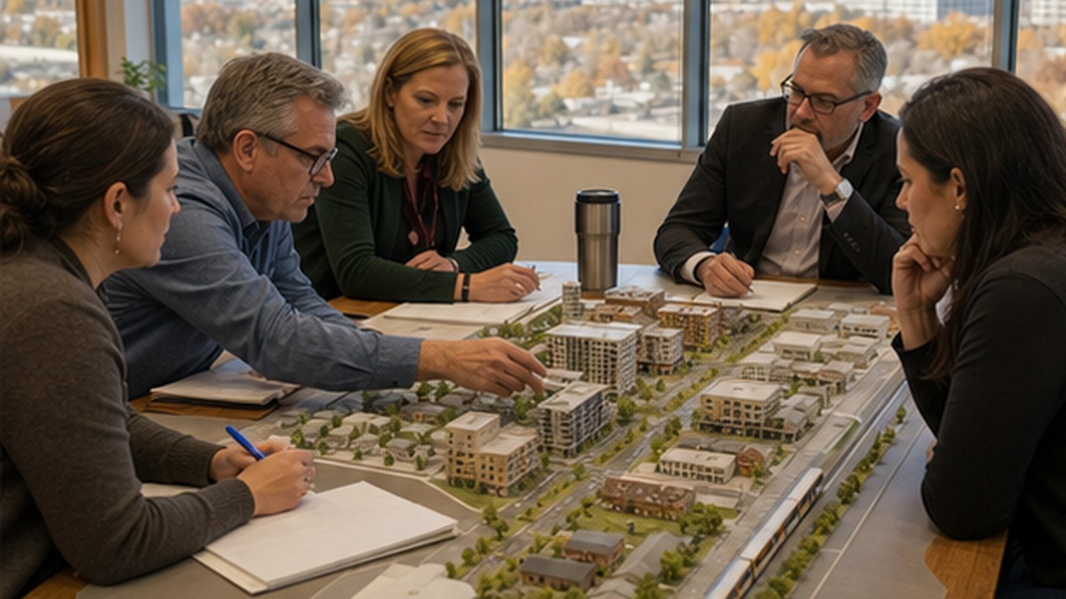 Custom editorial scene for Planning Commission at City Hall