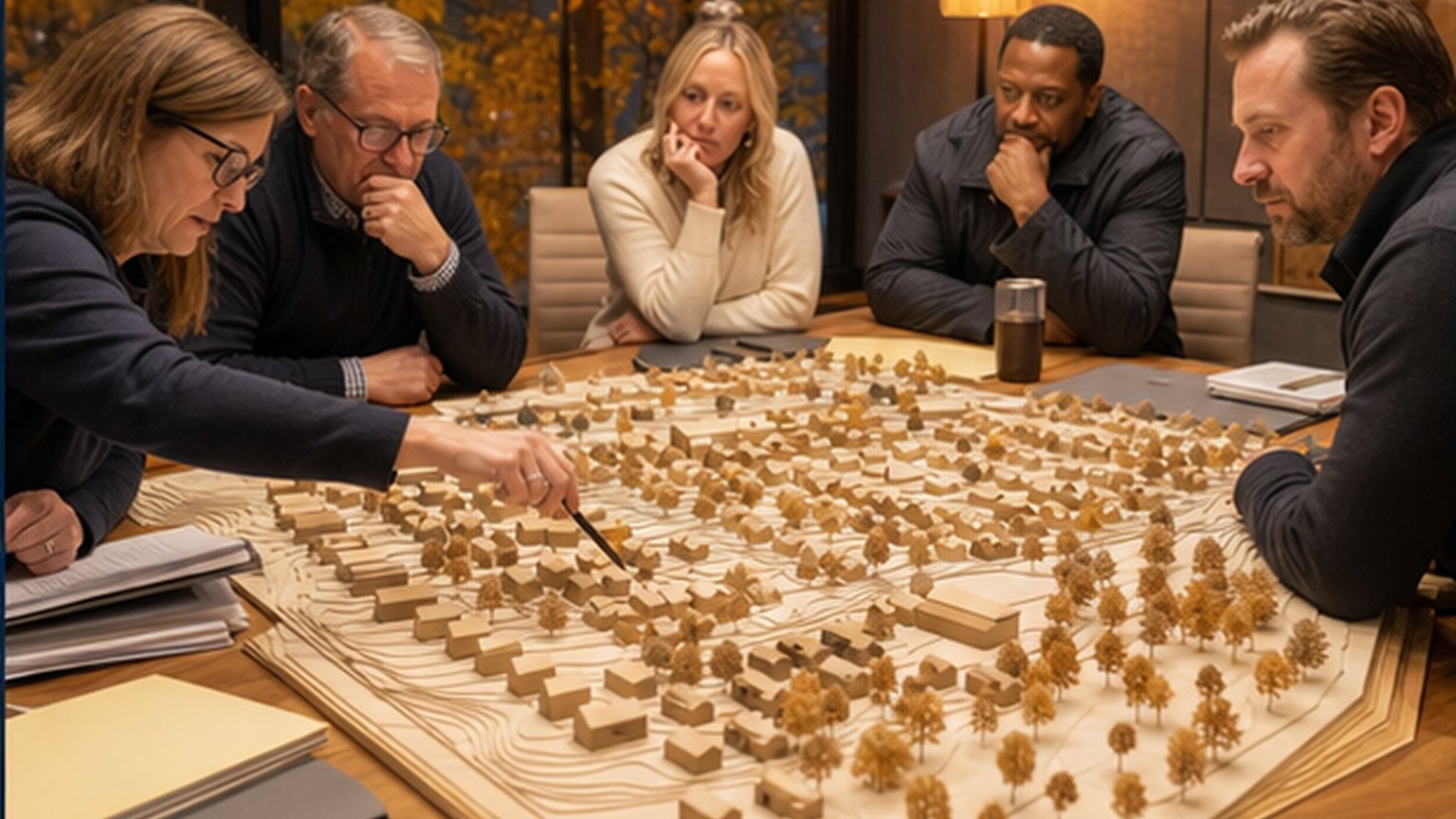 Custom editorial scene for Planning Commission at City Hall