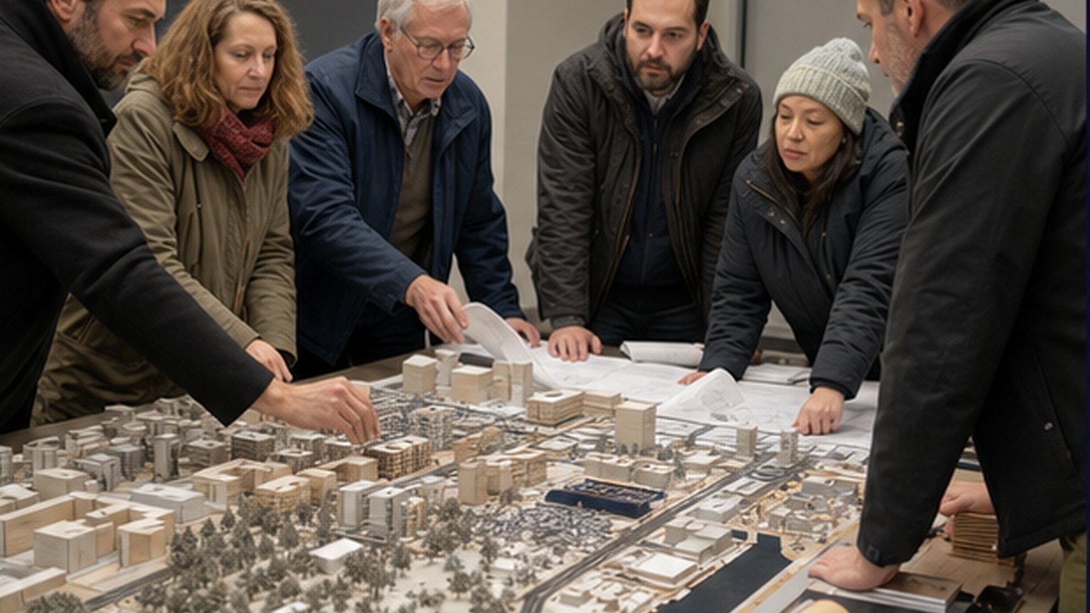 Custom editorial scene for Planning Commission at City Hall