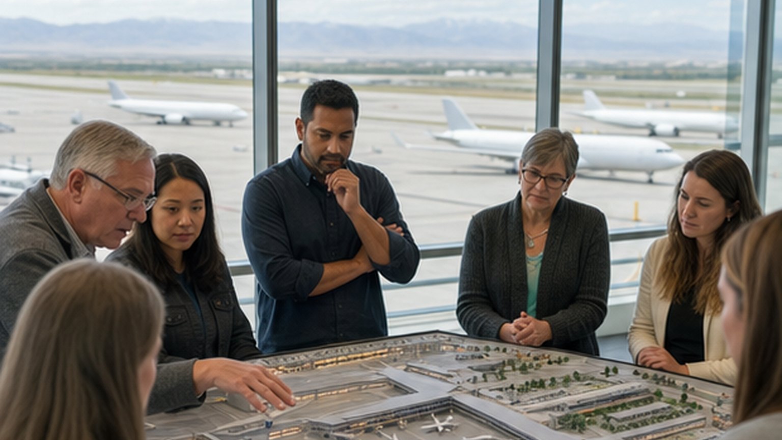 Custom editorial scene for Airport Board Meeting: September 2026 at Salt Lake City International Airport