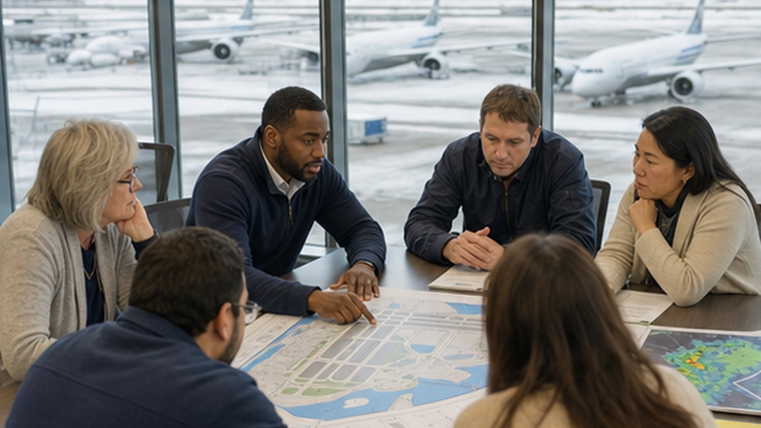 Custom editorial scene for Airport Board Meeting: November 2026 at Salt Lake City International Airport