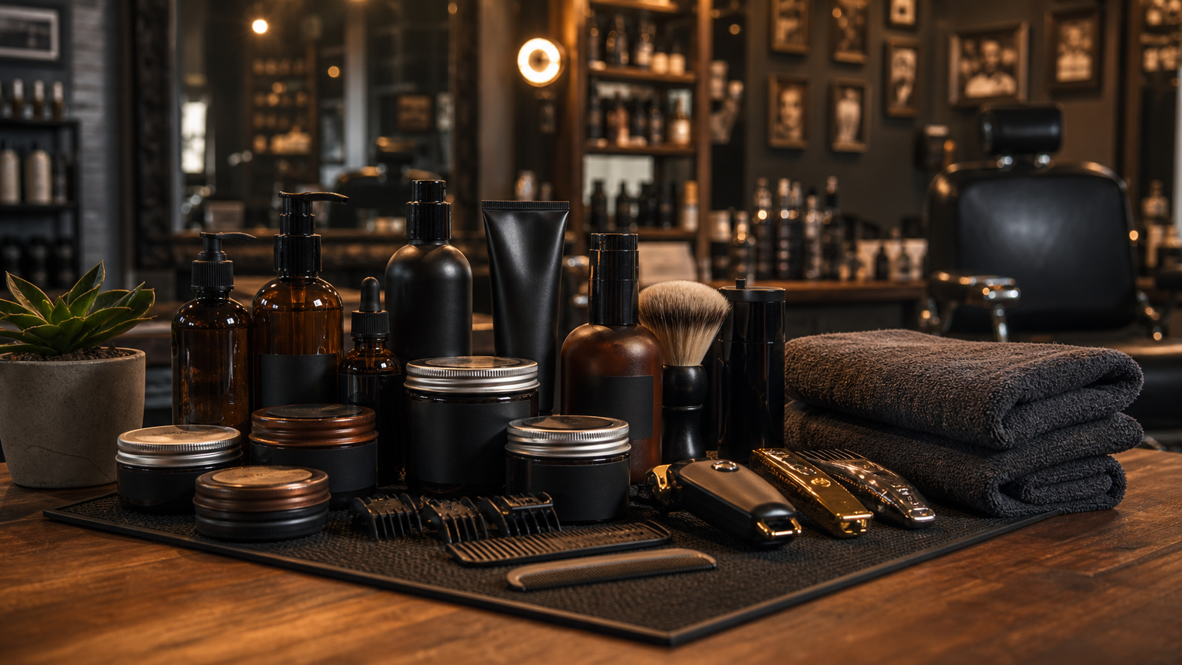 Barbershop grooming products and tools