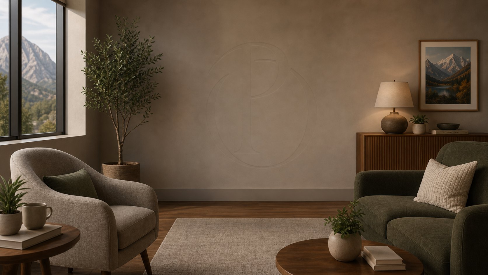 Psychological Services counseling room with mountain view