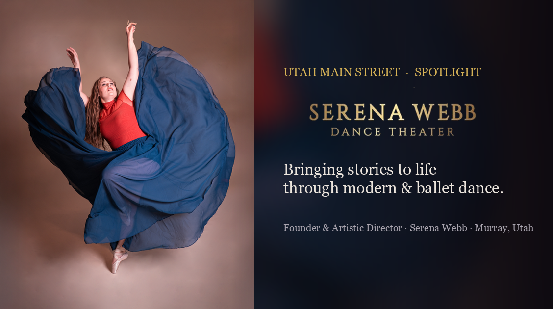 Serena Webb Dance Theater card artwork with a dancer and company wordmark